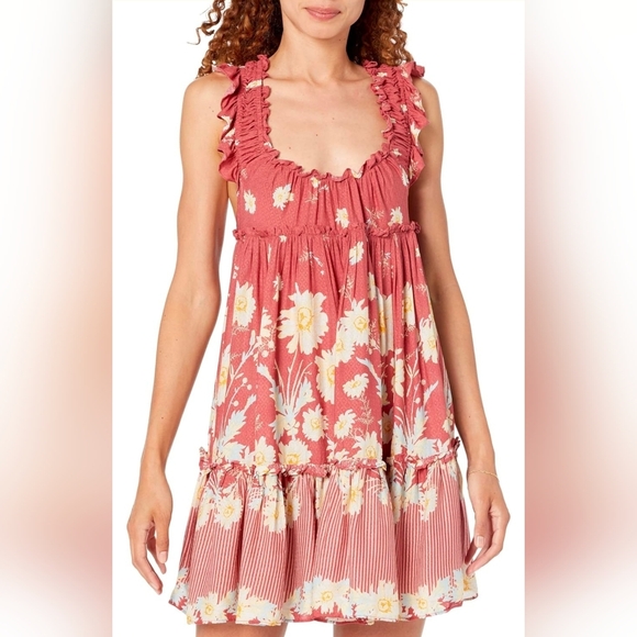 Free People Bailey Wild Daisy Slip Dress Medium Boho Floral Mini - Picture 3 of 8